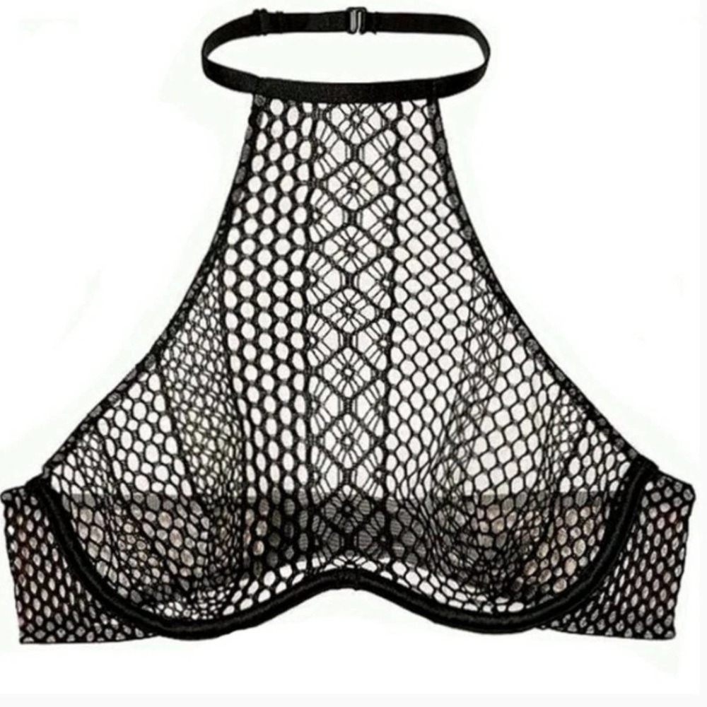 Victoria Secret Black Mesh Underwire Bralette 32C